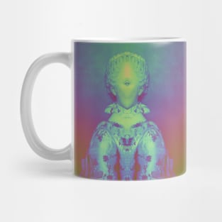 Dramabite Glitch art colourful rainbow woman portrait Mug